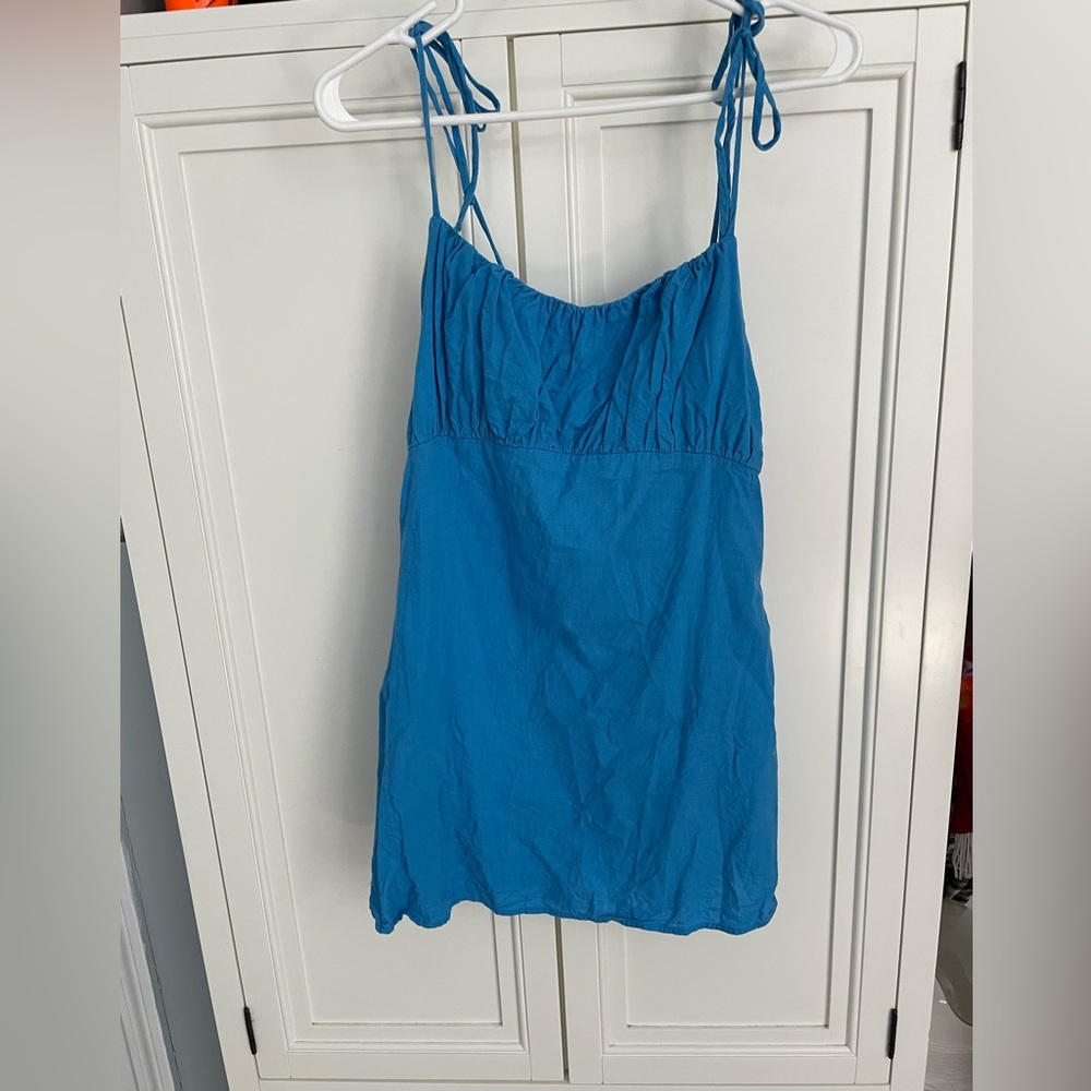 Blue flowy dress with adjustable strap